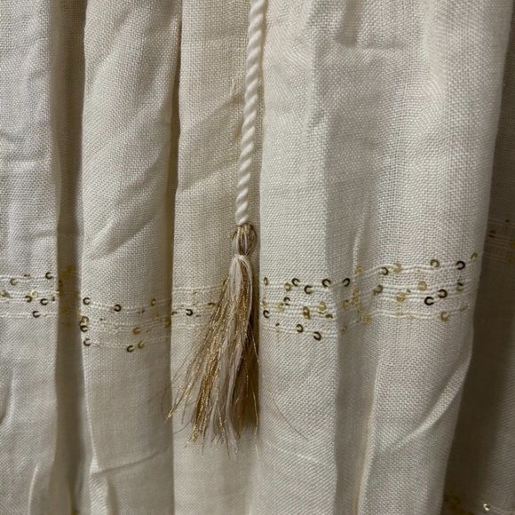 GOLD SILVER Ivory and Gold Sequins Maxi Beach Dress Plunging Neckline with Lace - Picture 6 of 8